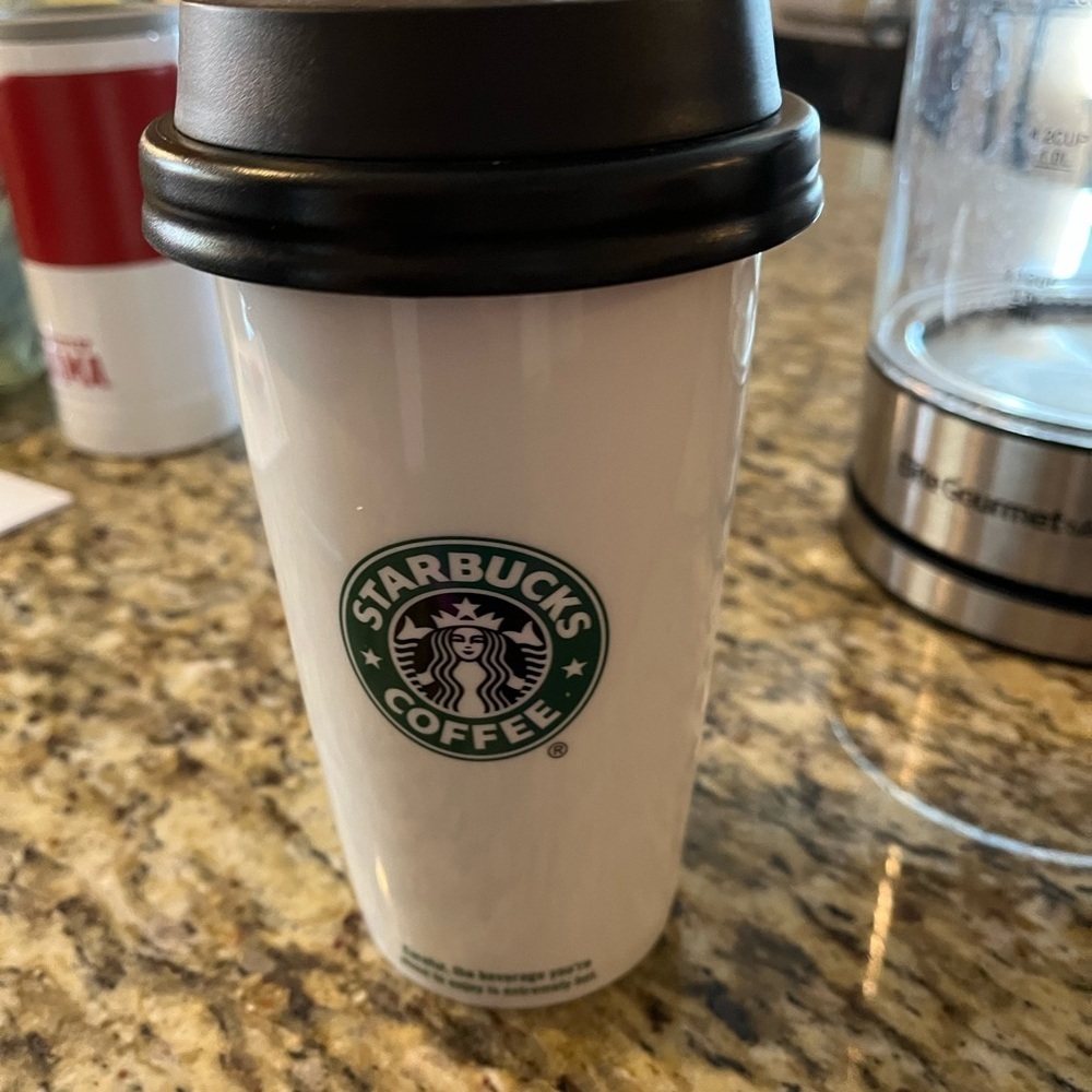 Starbucks White Ceramic Mug with Green Logo